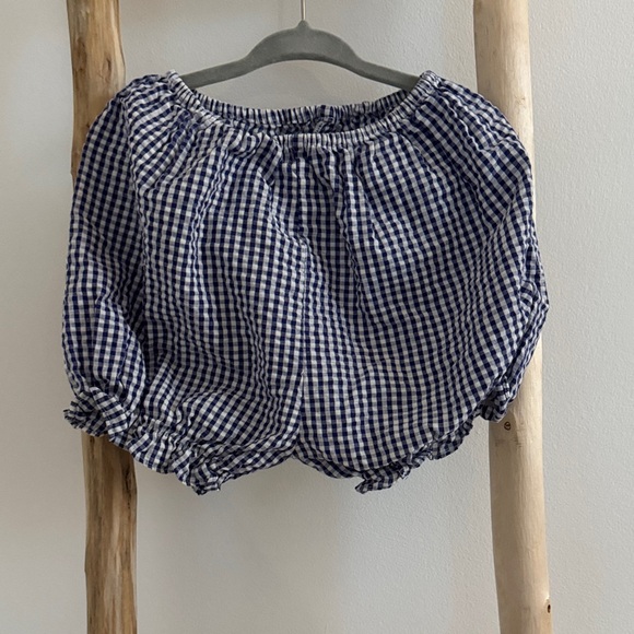 Blue and White Gingham Watermelon Dress and Bloomers - Picture 6 of 8